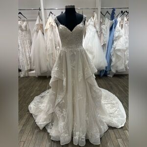 Vintage Vibes Layered Skirt Off Shoulder Lace Ballgown Wedding Dress